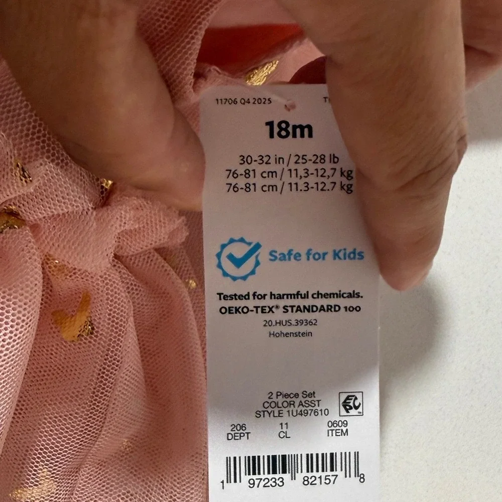 Carter's Tutu Dress Kids 18m Pink New Butterfly Tulle Tiered 2pc Set